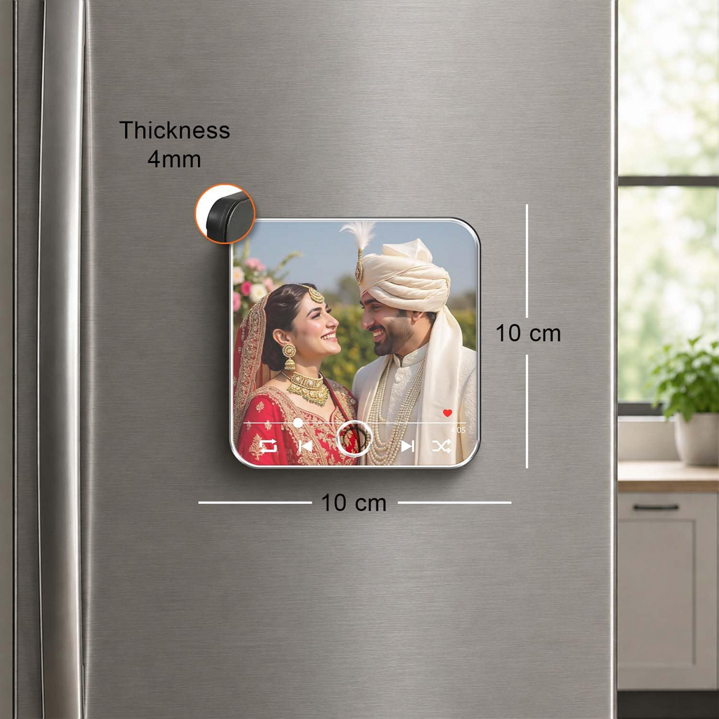 10 cm personalised music photo magnet with 4 mm thickness