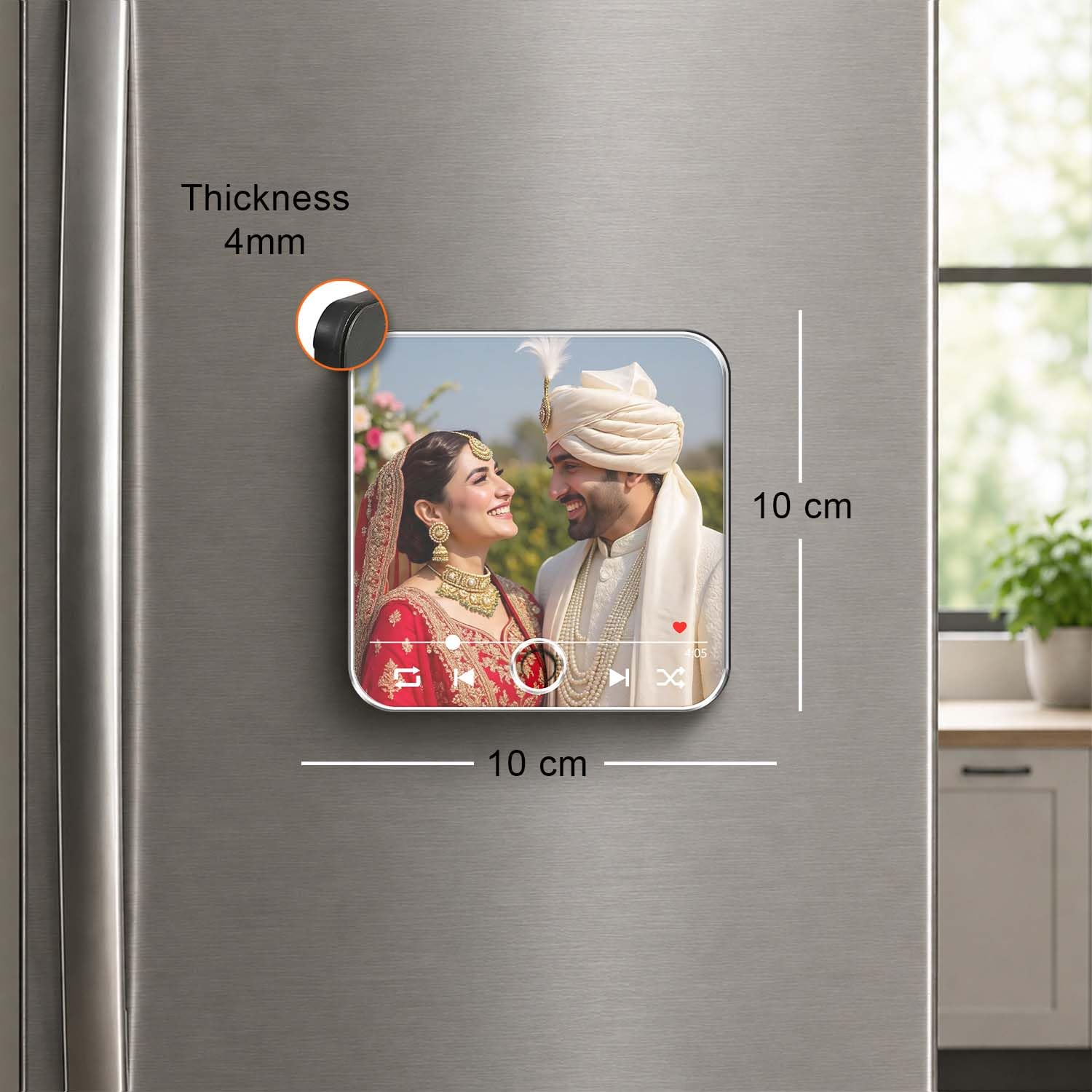 10 cm personalised music photo magnet with 4 mm thickness