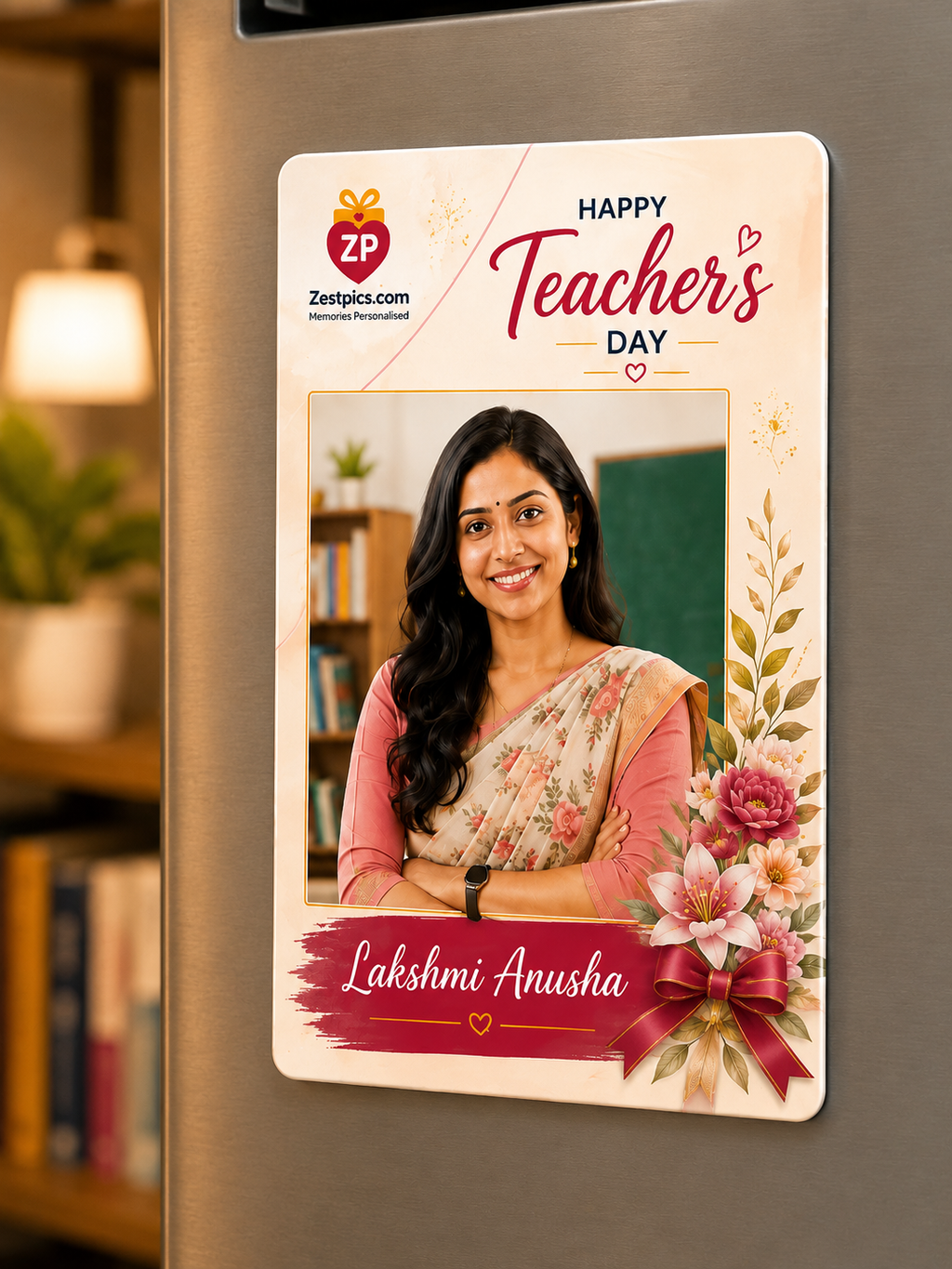 Personalised Teacher's Day photo magnet 4x6 refrigerator lifestyle gift