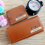 Personalised Men’s & Women’s Wallet with Name & Charm – Premium Customised Anniversary, Wedding, & Couple Gift