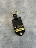 personalized leather keychain with name love design custom metal tag black keyring india | Zestpics