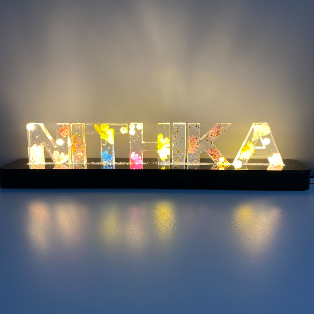 Personalized LED Lamp Stand with Your Name in Resin, Anniversary Gifts | Zestpics