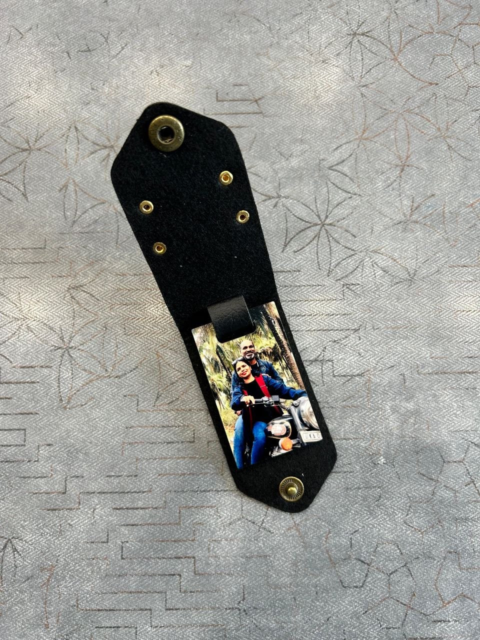personalized photo keychain leather with inside couple photo custom memory keyring gift india | Zestpics