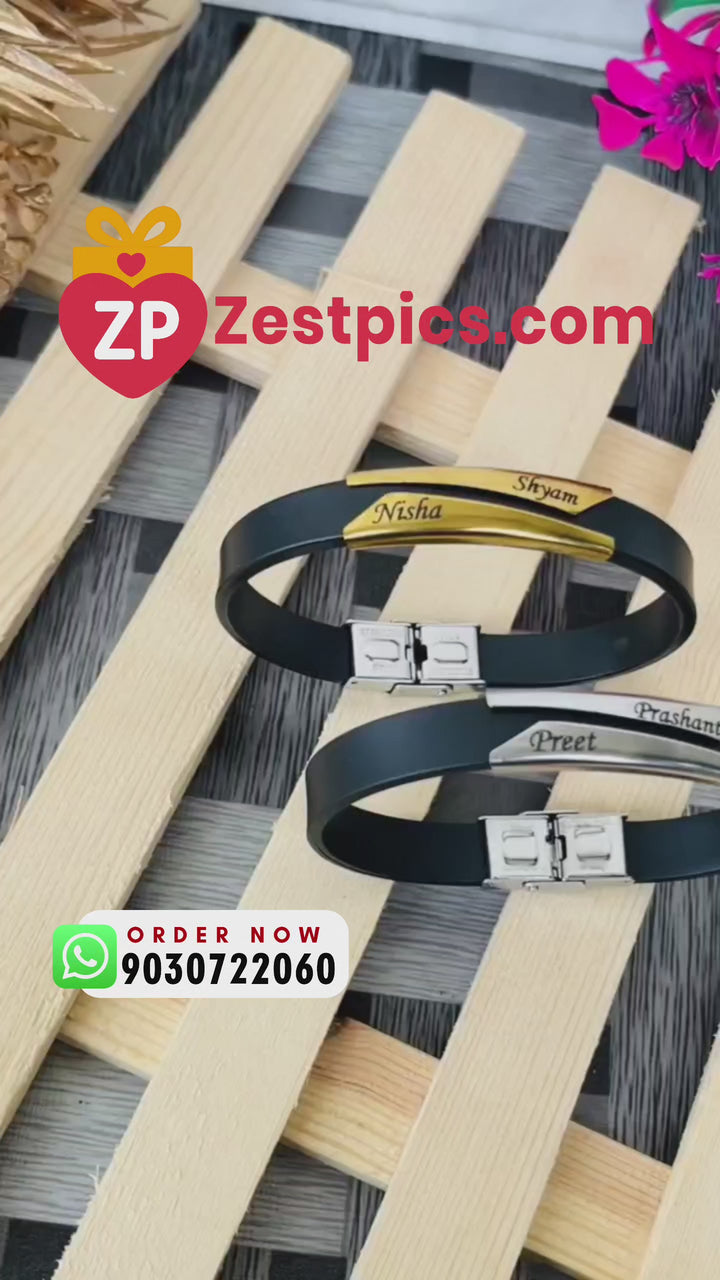 couple bracelet with engraved names | Zestpics