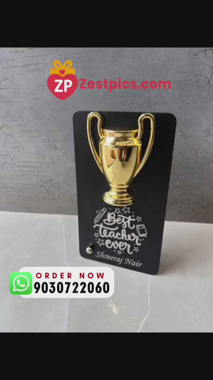 Personalised Best Teacher Ever Trophy | Custom Engraved Teacher Gift