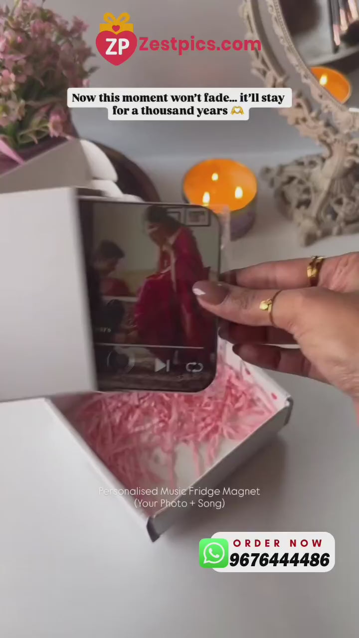 Personalised music photo magnet with custom photo and favourite song – Zestpics