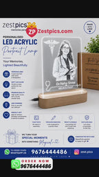 Personalized LED Acrylic Portrait Lamp for Doctors | Custom Photo Engraved Name Lamp Gift | Zestpics