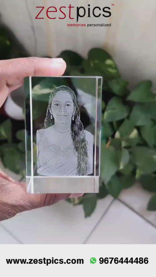 3D Photo Crystal with Couple's Image Inside | Zestpics