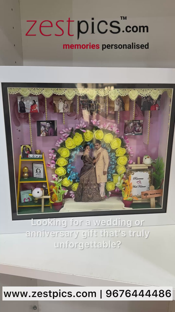 Personalised 3D Miniature Box Photo Frame with LED Lights as Anniversary Gifts (Customizable) | Zestpics