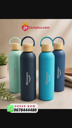 Personalized Ultra Luxurious Vacuum Insulated Steel Water Bottles with wooden lid