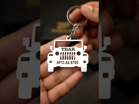 Personalised Thar keychain with custom engraved vehicle number – Zestpics
