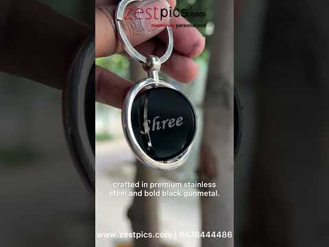 🔑 Personalised Rotating Metal Keychain – Name on Both Sides | Premium Gift from Zestpics