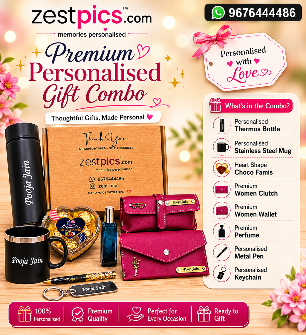 Premium Personalised Gift Combo for Women – Custom Name Gift Set | Zestpics