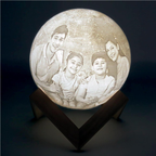 Family photo moon lamp glowing at night
