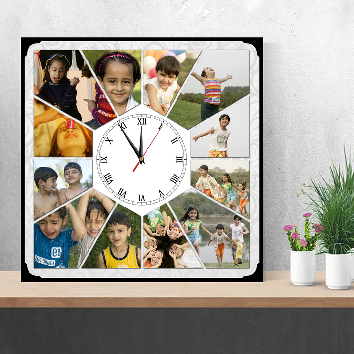 Personalised Photo Clock | 12 Photos Table Clock | Photo Clocks | Zestpics