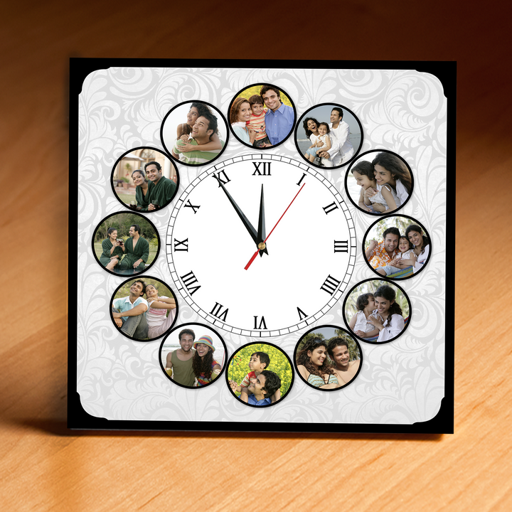 Photo Frame Clock | 12 Photos Table Clock | Photo Clocks | Zestpics