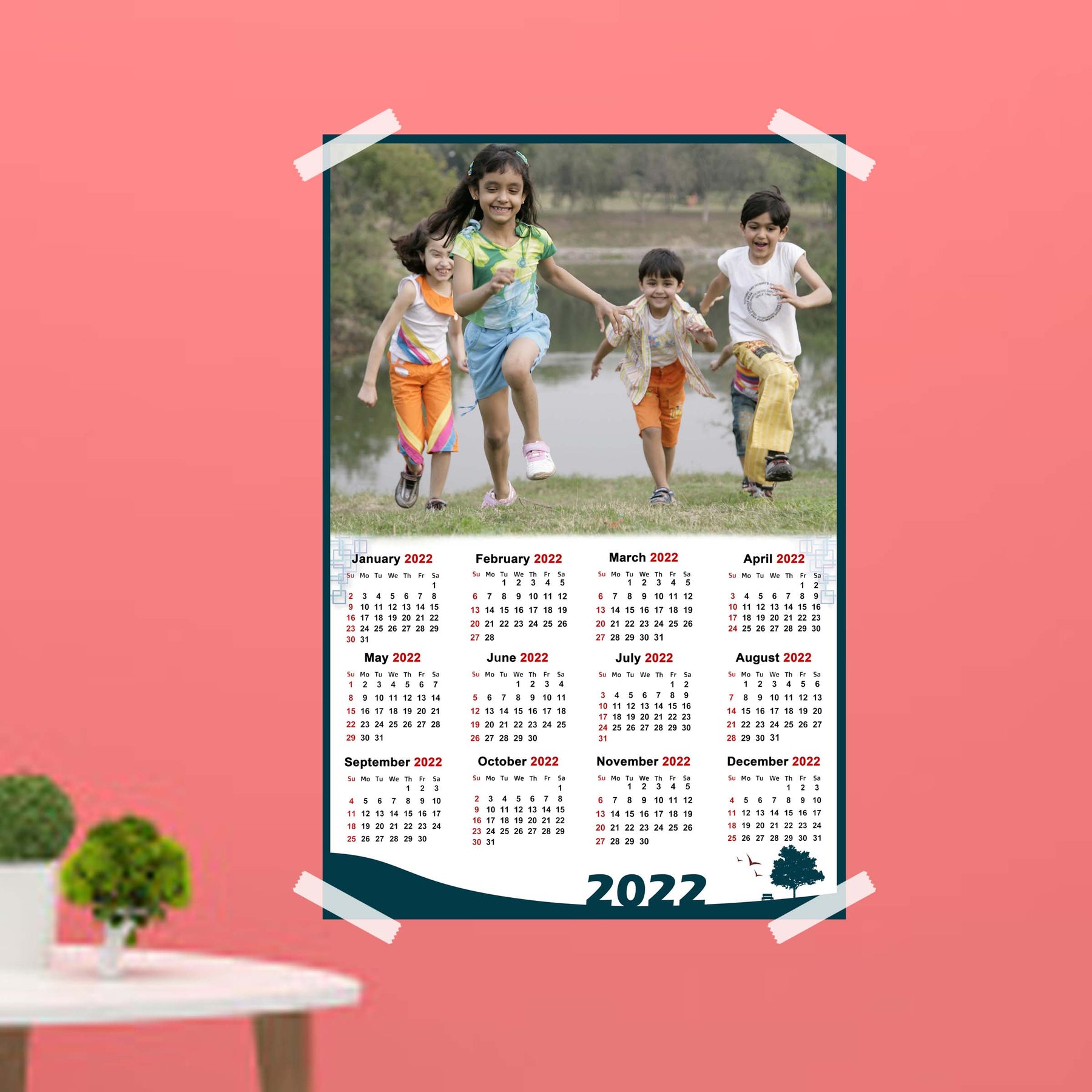 2022 Personalized yearly calendar, Custom calendars online, Photo