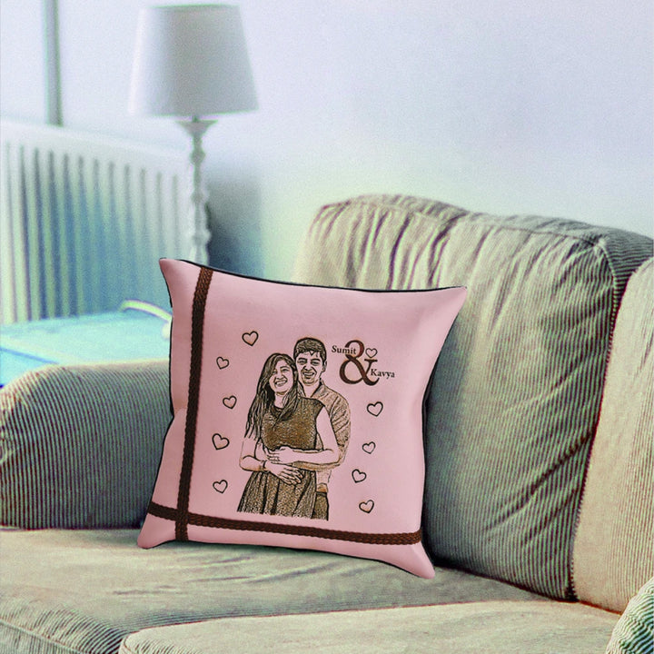 Photo Print on Pillow, Anniversary Gift for Wife, Engraved Leather Pillow