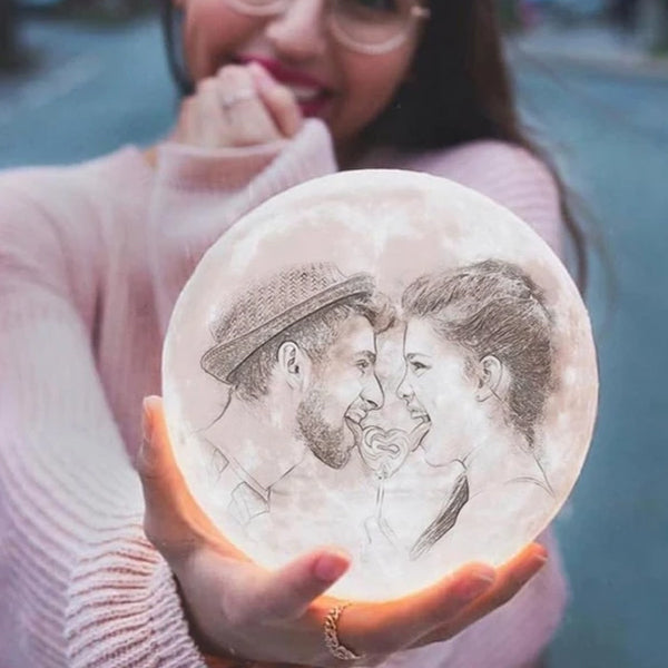 Personalized Photo Moon Lamp – Custom 3D Moon Light Gift for Anniversary, Birthday & Couples