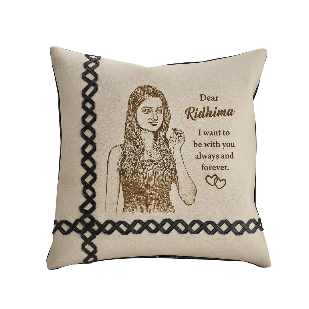 Engraved Leather Pillow