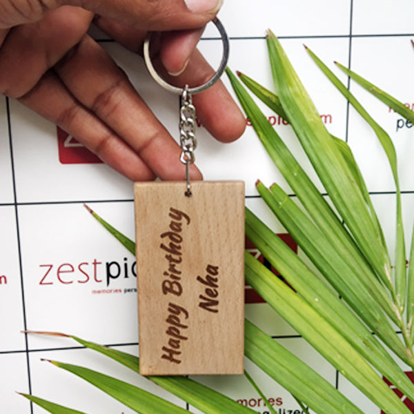 Personalized name wooden key chain. Perfect gift for any occasion. Create a unique Key chain with your favorite photo or design printed on the Key chain. Buy  Personalized Wood Key chain at lowest price. | Zestpics