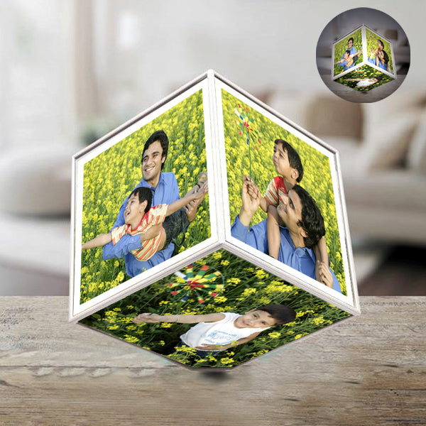 This personalized photo gift is perfect for making anyone feel special. It is a unique Acrylic led rotating photo cube which is perfect for home decoration. Six photos can be placed on this Acrylic led rotating cube. It gives a nice display for your favorite photographs. It runs on 3 nos AAA battery. Such a delightful personalized cube will surely make them feel special and show them how much they mean to you.