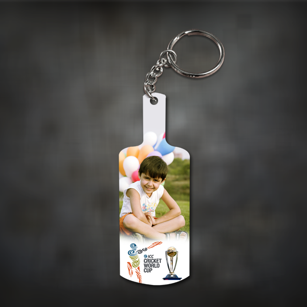 Personalized Photo Cricket Bat Key chain | Custom Cricket Bat KeyRing | Zestpics
