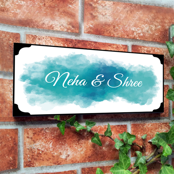 Blue Water Color Name Plate