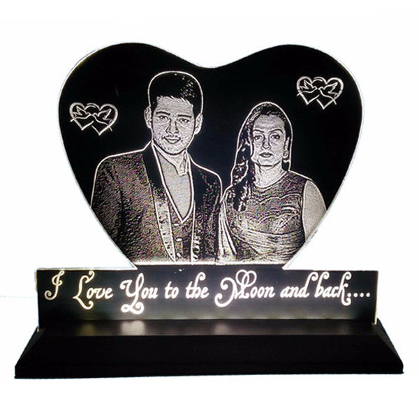 Heart Led Acrylic Frame, Heart Shaped Glass - Engraved Photo & Message, Valentine Gifts