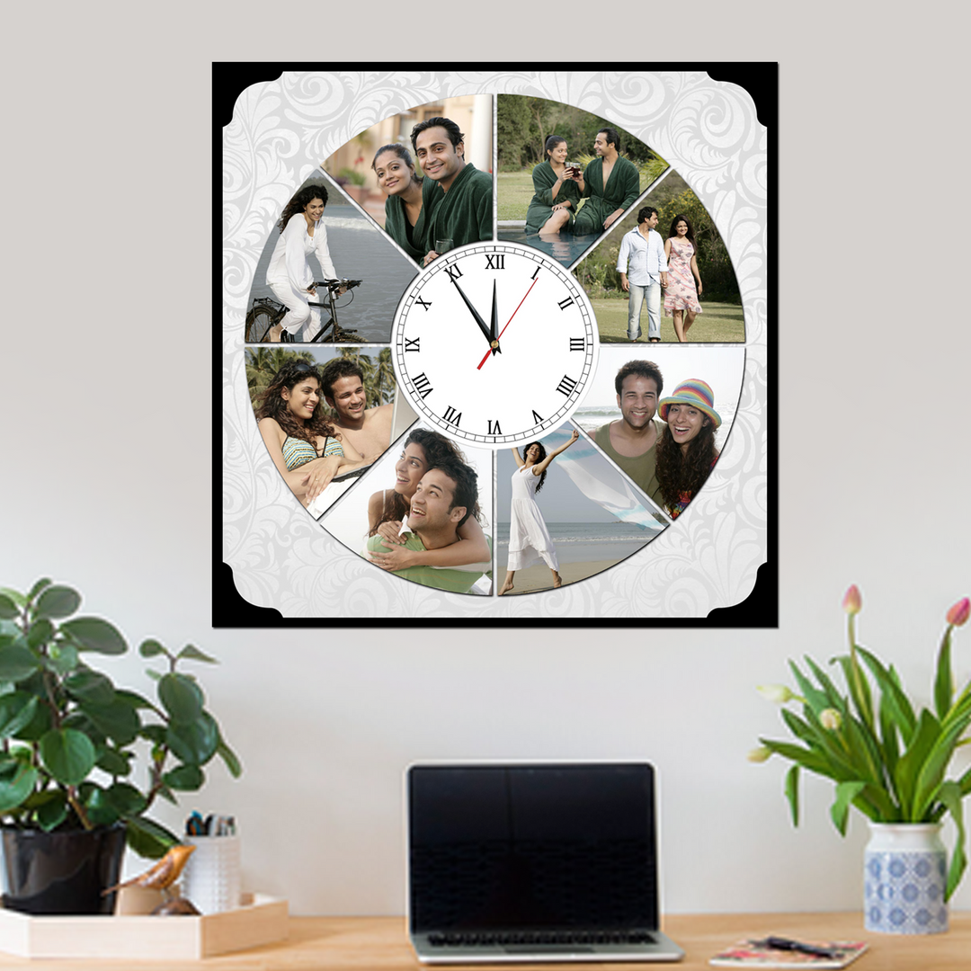 Photo Clocks | 8 Photos Table Clock | Customised Wall Clocks |Zestpics