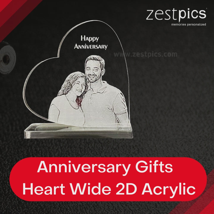 Anniversary Gifts for Couples - Heart Wide 2D Acrylic
