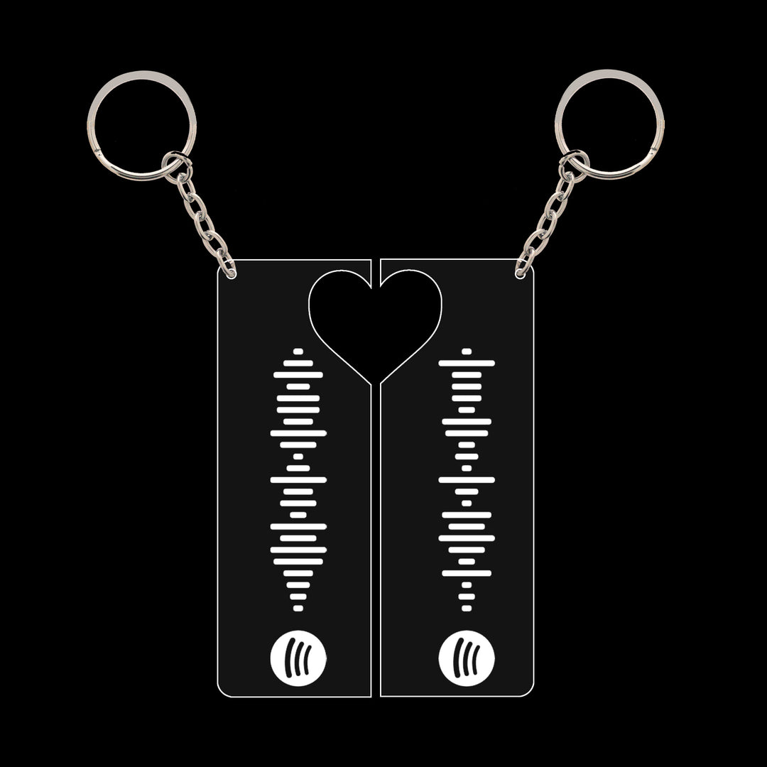 2 Personalized Spotify Code Keychain | Heart Cut Out | Friend Keychain | Couple Keychain