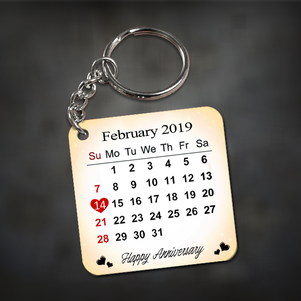 Buy/ Send Personalized Anniversary Calendar Date Keychain India