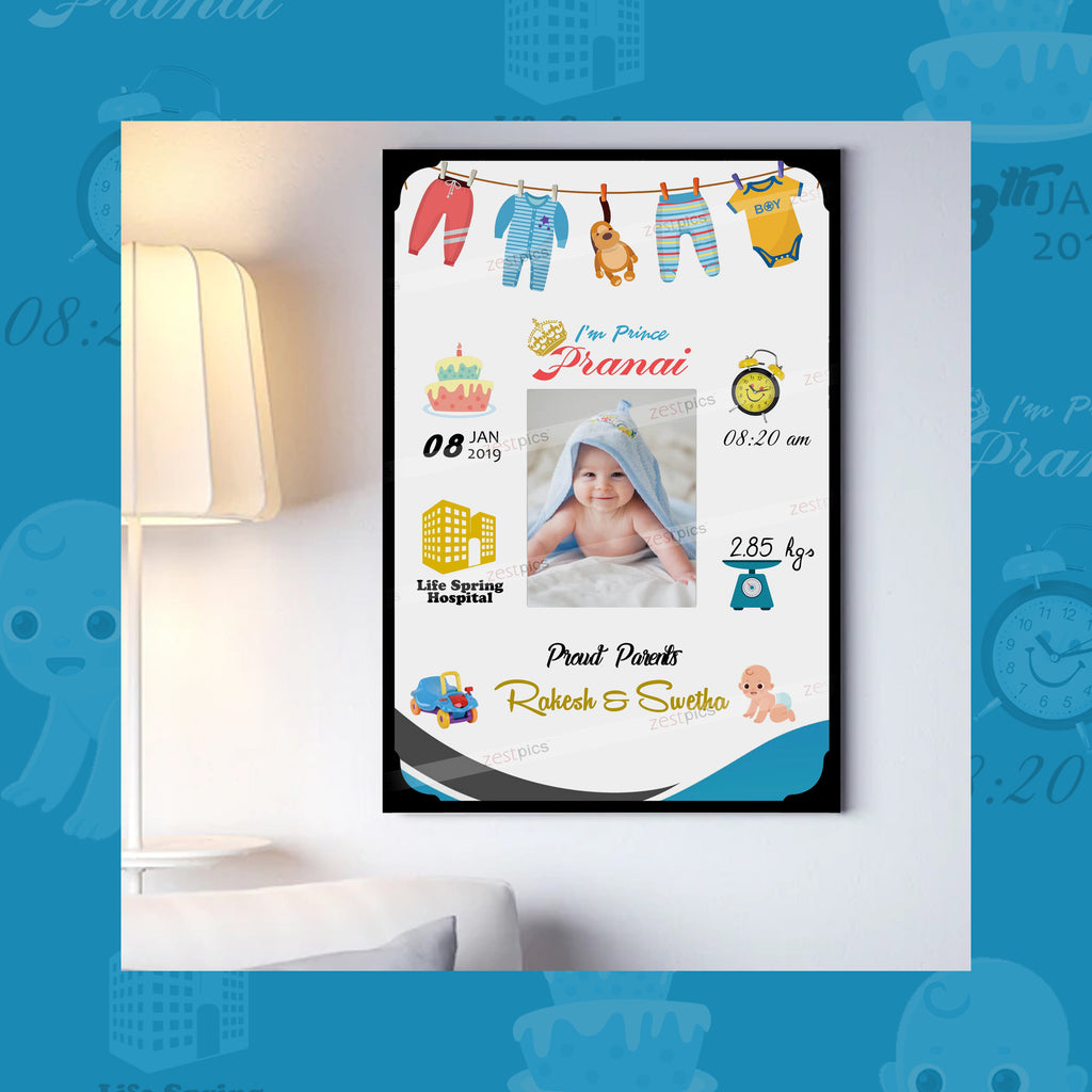 Gift to NewBorn, Personalised Baby Birth Frame - Newborn Baby Gifts | Zestpics