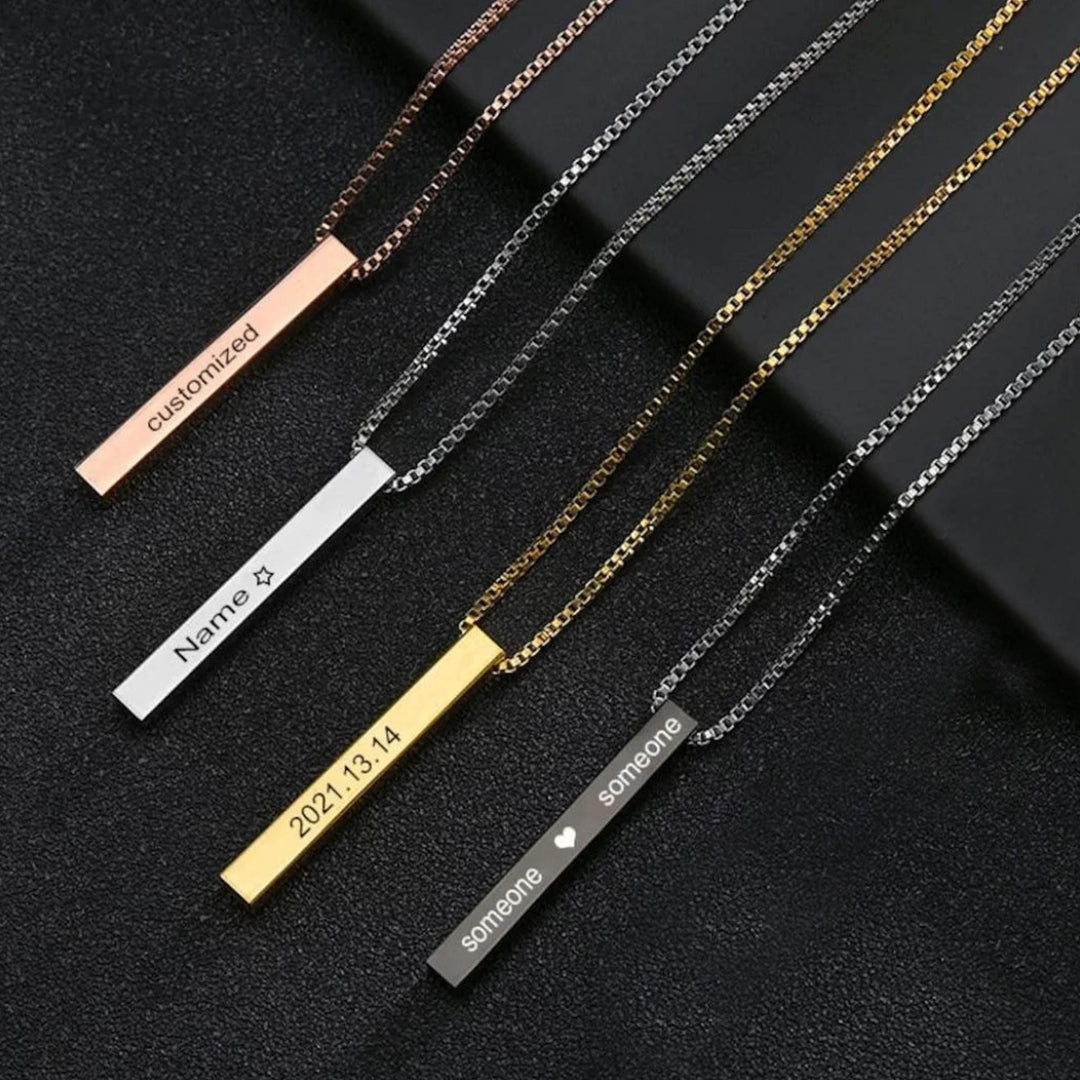 Bar Pendant | Buy Bar Pendant Necklace with Name online at Zestpics