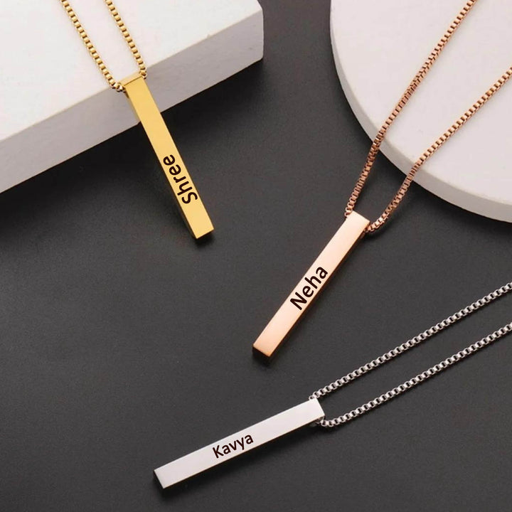 Bar Pendant | Buy Bar Pendant Necklace with Name online at Zestpics