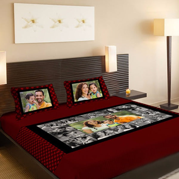 Personalized Photo Collage Double Bedsheet, Custom Photo Bedsheets, Zestpics