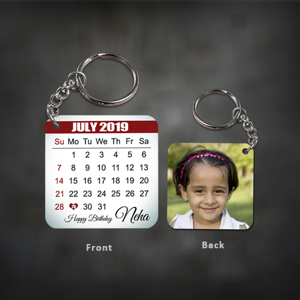 Personalised calendar date keyring online