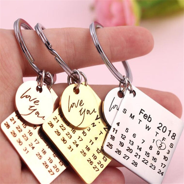 Buy/ Send Personalized Anniversary/Birthday Calendar Date Keychain India | Zestpics