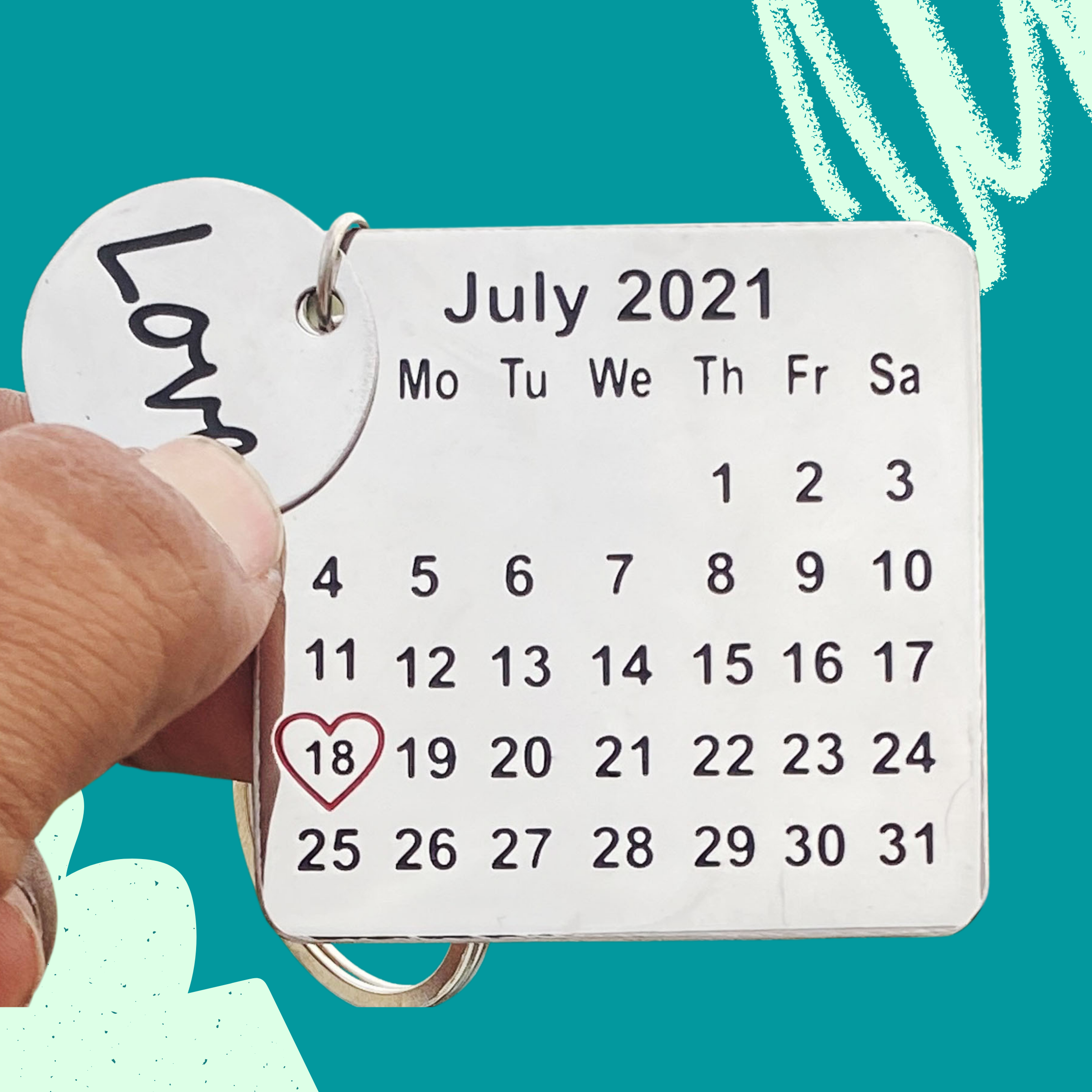 Buy/ Send Personalized Anniversary/Birthday Calendar Date Keychain India | Zestpics