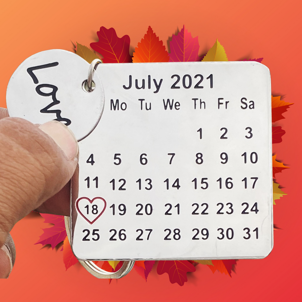 Buy/ Send Personalized Anniversary/Birthday Calendar Date Keychain India | Zestpics