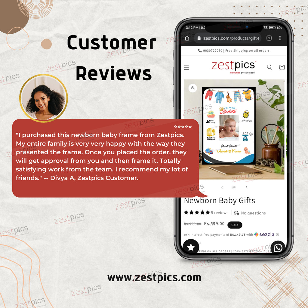 Gift to NewBorn, Personalised Baby Birth Frame - Newborn Baby Gifts | Zestpics