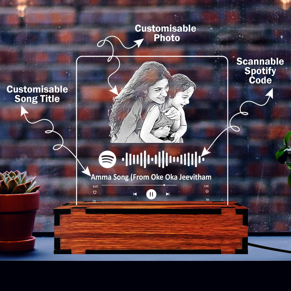 Spotify Plaque with LED Stand, Spotify Code, Spotify Frame, Spotify Photo Frame | Zestpics