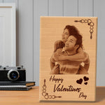 Valentine’s Day Gift Box Combo of Personalized Wood Frame and Teddy Box with Rose Flowers and Teddy
