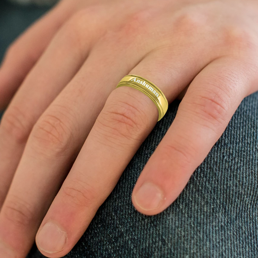 Buy & Send Personalized Name Rings | Name Engraved Gent's Finger Ring online in India | Zestpics