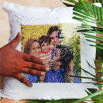 White Square Magic Pillow - 2 Photos & Back Side Text