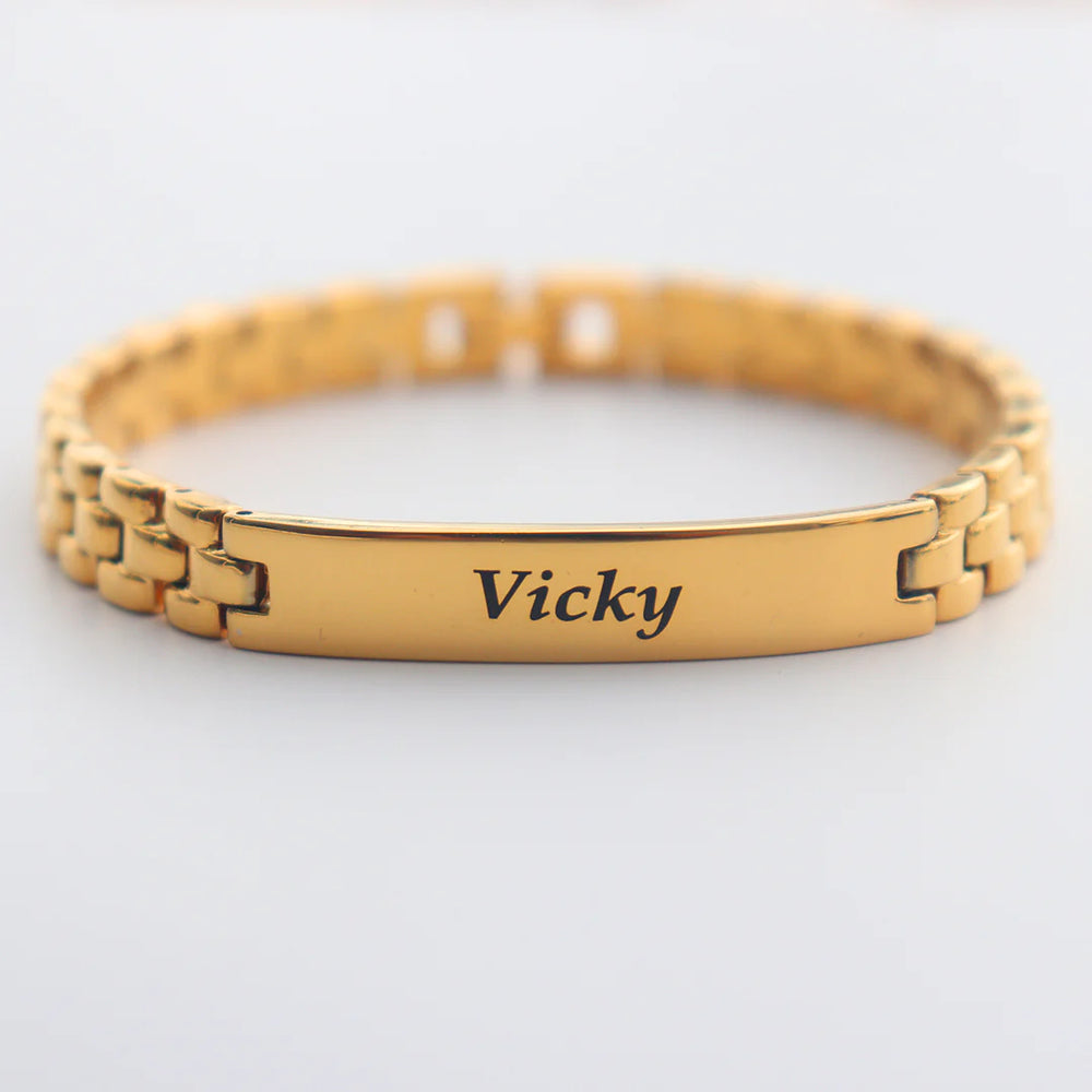 Zestpics Gold Custom Name Engraved Bracelet - High-Quality Stainless Steel