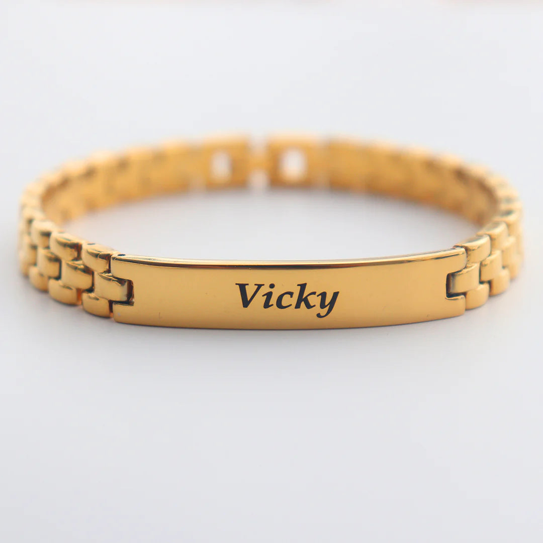 Zestpics Gold Custom Name Engraved Bracelet - High-Quality Stainless Steel
