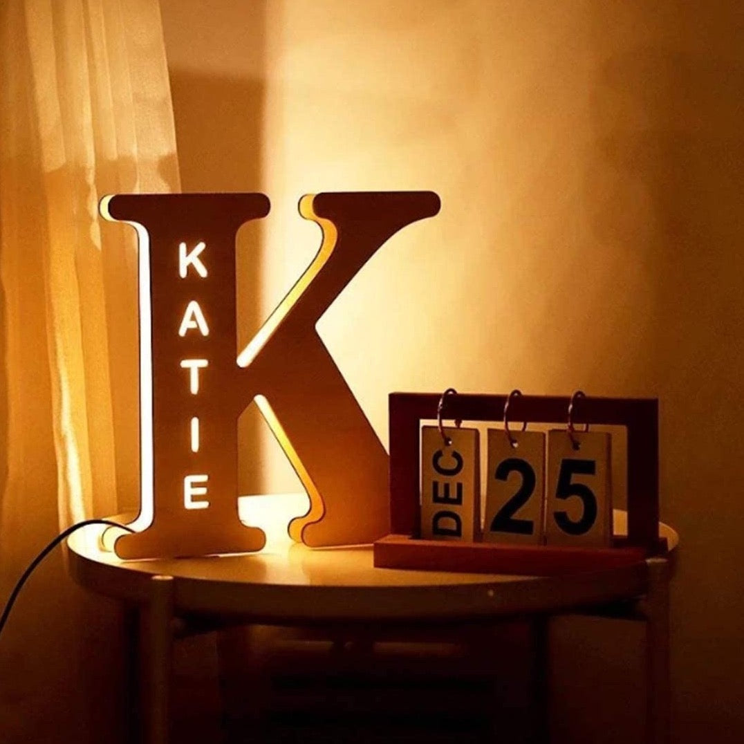 Name in Lights, Personalized Custom Wooden Engraved Name Wall Night Lights | Zestpics