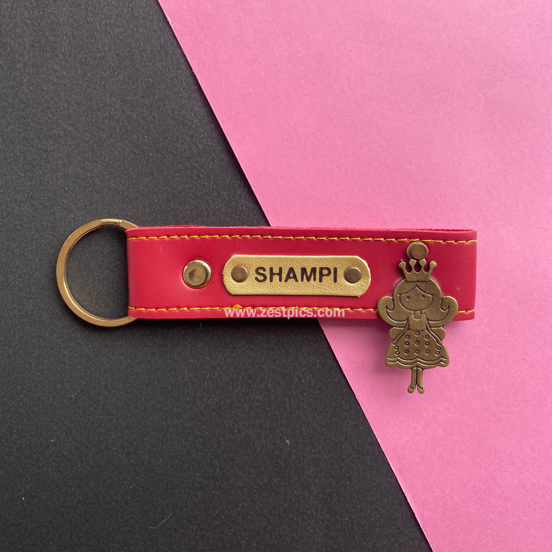 Pink Monogram Leather Keychain